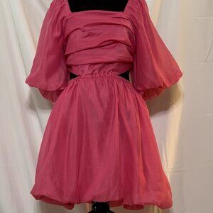 Women’s hot pink ruffle dress.